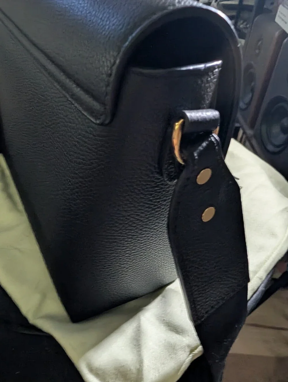 Burberry Black Leather Shoulder Bag with Vintage Check Trim - Picture 10 of 13